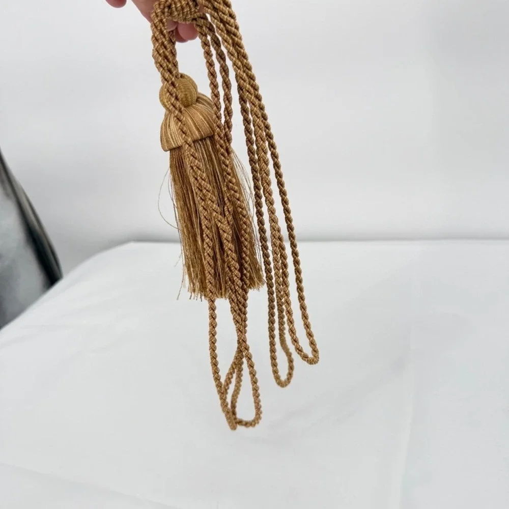 Curtain Tieback Tassels Gold Twisted Cord Fringe Set‎ of 2 Victorian Home Decor